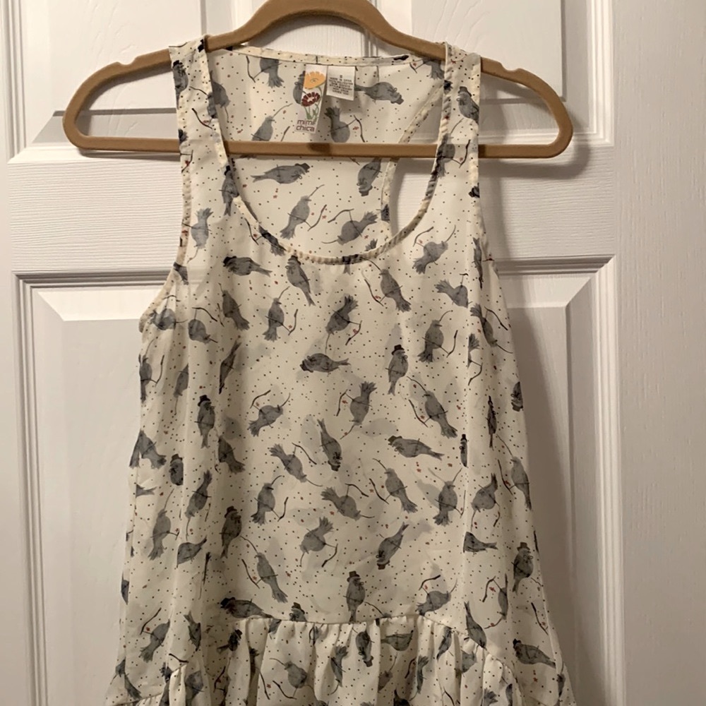 3/$20 - Sheer Tunic Tank with Bird Pattern, sz S